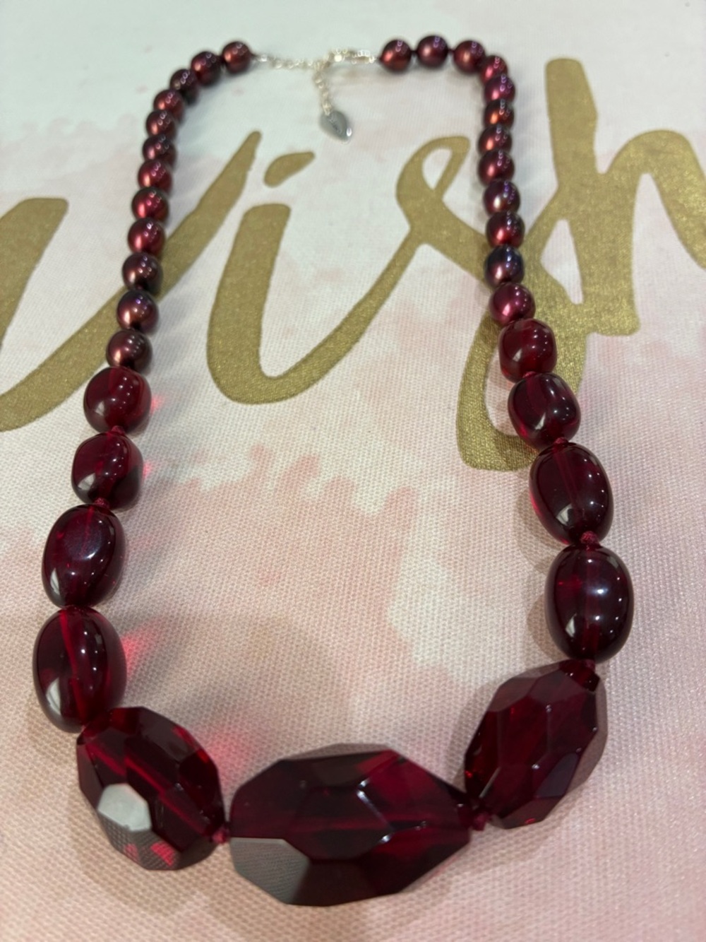 Coldwater Creek Deep Garnet Beaded Necklace